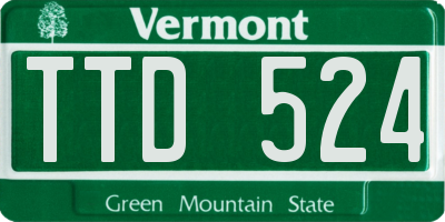 VT license plate TTD524
