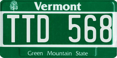VT license plate TTD568