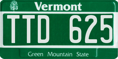 VT license plate TTD625