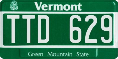 VT license plate TTD629