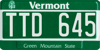 VT license plate TTD645