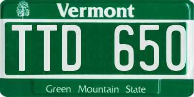 VT license plate TTD650