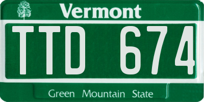 VT license plate TTD674