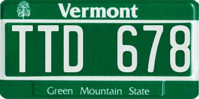 VT license plate TTD678