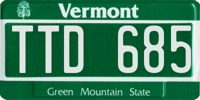VT license plate TTD685
