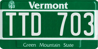 VT license plate TTD703