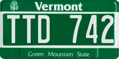 VT license plate TTD742