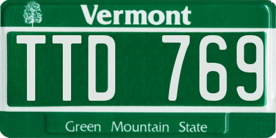 VT license plate TTD769
