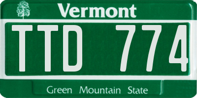 VT license plate TTD774