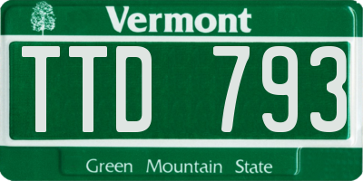 VT license plate TTD793