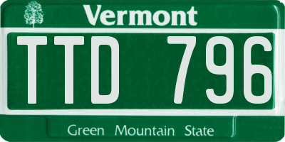 VT license plate TTD796