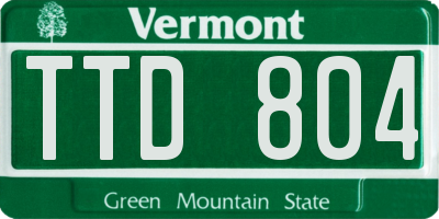VT license plate TTD804