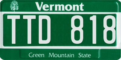 VT license plate TTD818