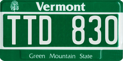VT license plate TTD830