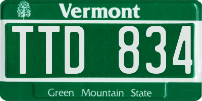 VT license plate TTD834