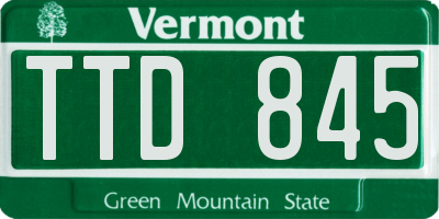 VT license plate TTD845