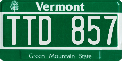 VT license plate TTD857