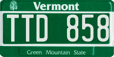 VT license plate TTD858