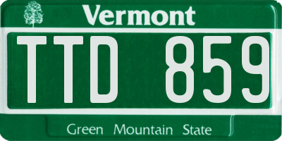 VT license plate TTD859