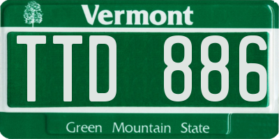 VT license plate TTD886
