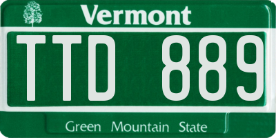 VT license plate TTD889