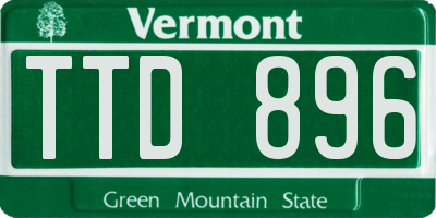 VT license plate TTD896