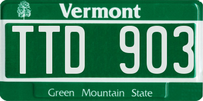 VT license plate TTD903