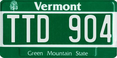 VT license plate TTD904