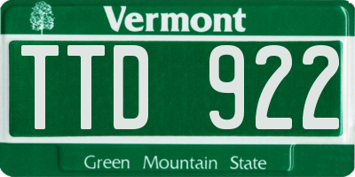 VT license plate TTD922