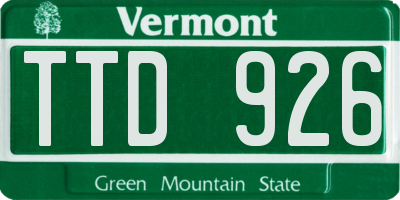 VT license plate TTD926