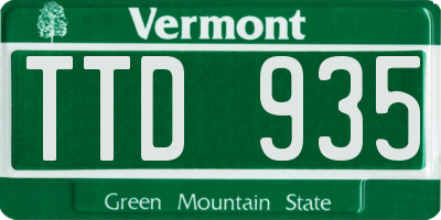 VT license plate TTD935