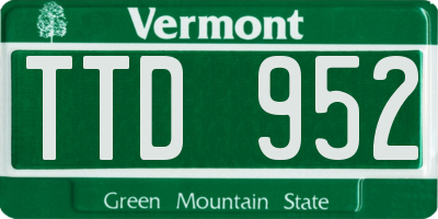 VT license plate TTD952