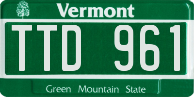 VT license plate TTD961