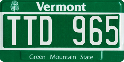 VT license plate TTD965