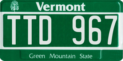 VT license plate TTD967