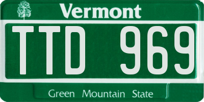 VT license plate TTD969