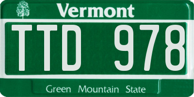 VT license plate TTD978