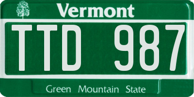 VT license plate TTD987