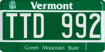 VT license plate TTD992