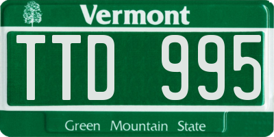 VT license plate TTD995
