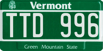 VT license plate TTD996