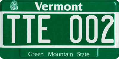 VT license plate TTE002