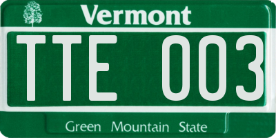 VT license plate TTE003
