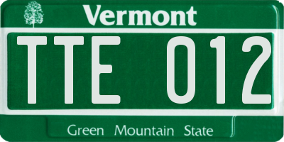 VT license plate TTE012
