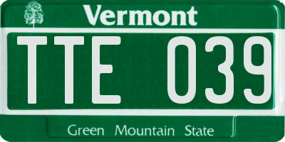 VT license plate TTE039