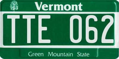 VT license plate TTE062