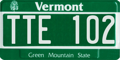 VT license plate TTE102