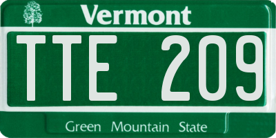 VT license plate TTE209