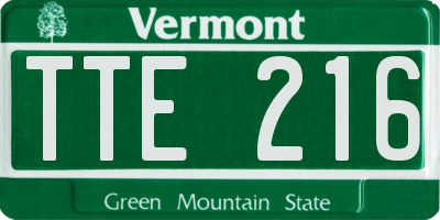 VT license plate TTE216
