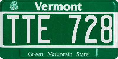 VT license plate TTE728